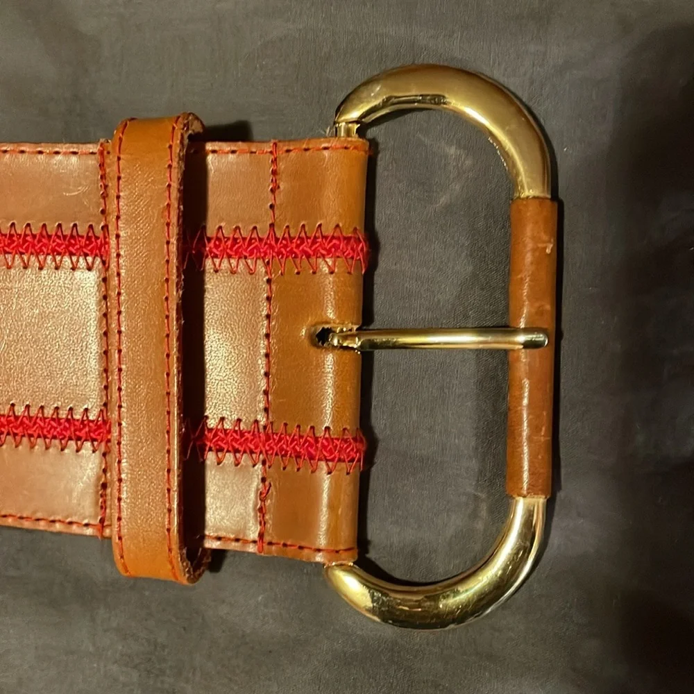Christian Dior Brown with Red Stitching Belt - Picture 3 of 8